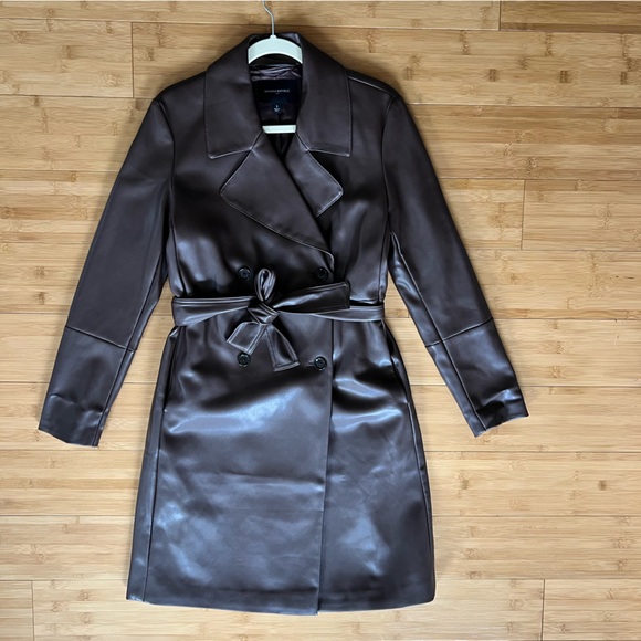 Brown Leather Trench Coat - Picture 4 of 8